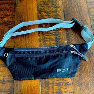 Premium Black Money Belt Running Belt Waist Fanny Pack Dog Walking Pouch Travel